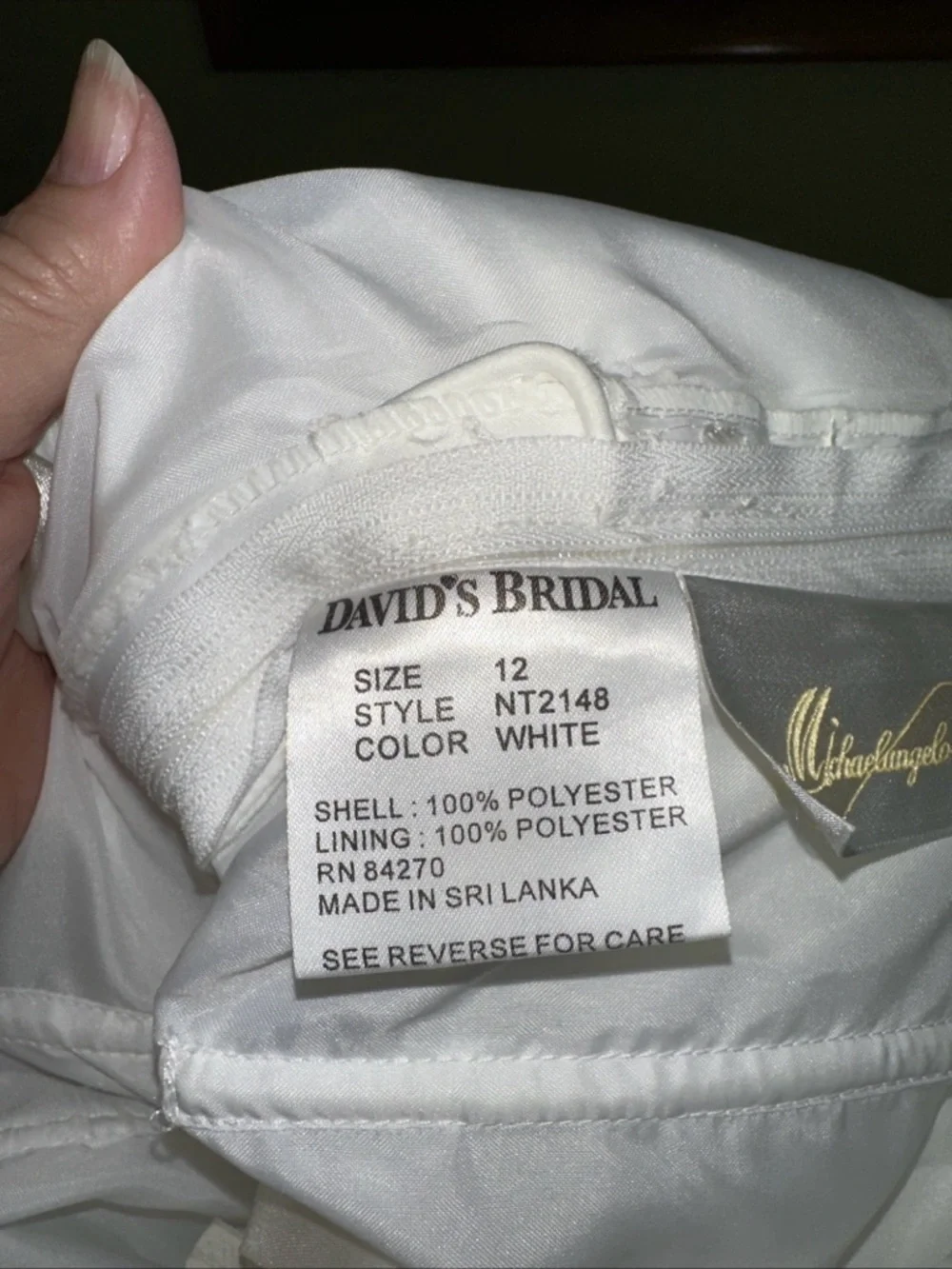 David's Bridal Strapless White A-Line Satin Wedding Dress - Picture 9 of 9